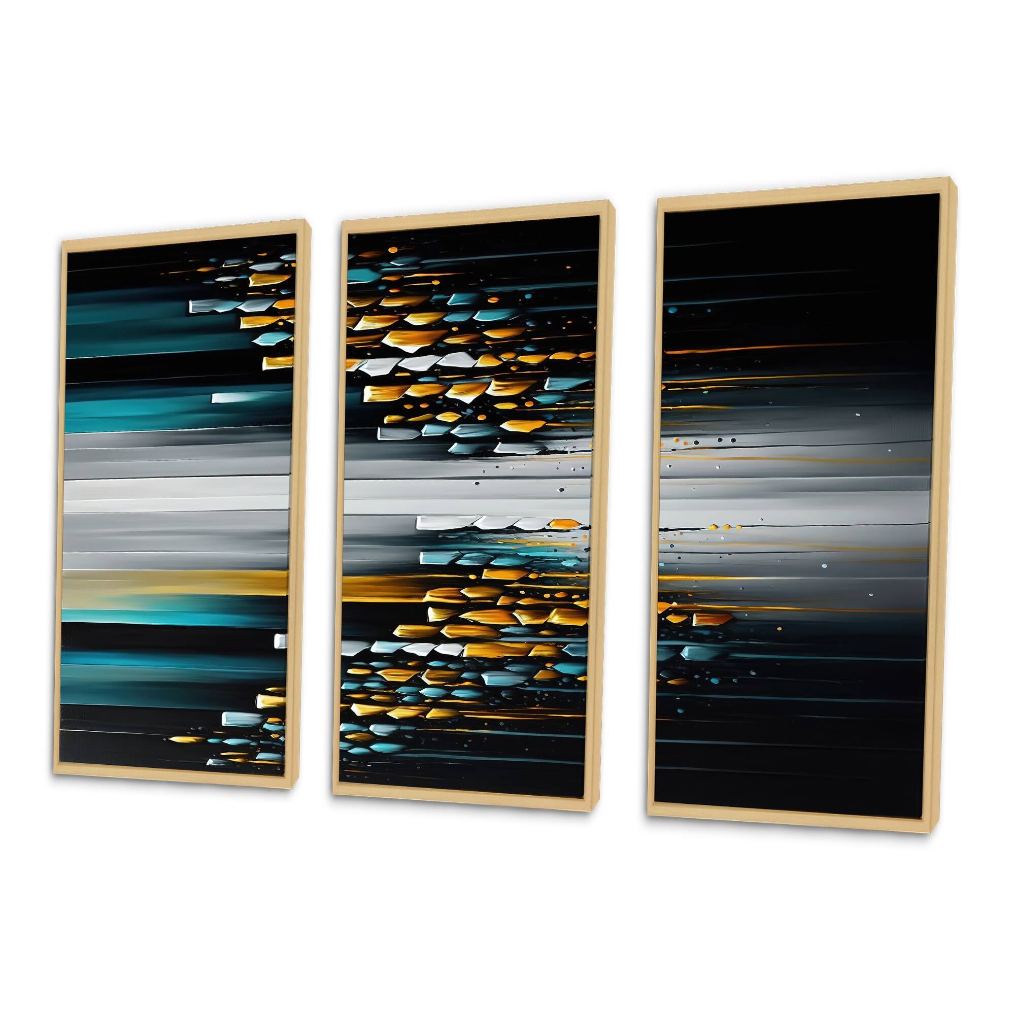 Designart "Abstract Geometric Black And Green V" Modern Geometric